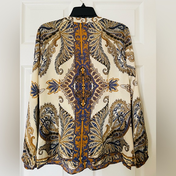 Cache Cream and Blue Paisley Blouse - Picture 2 of 5